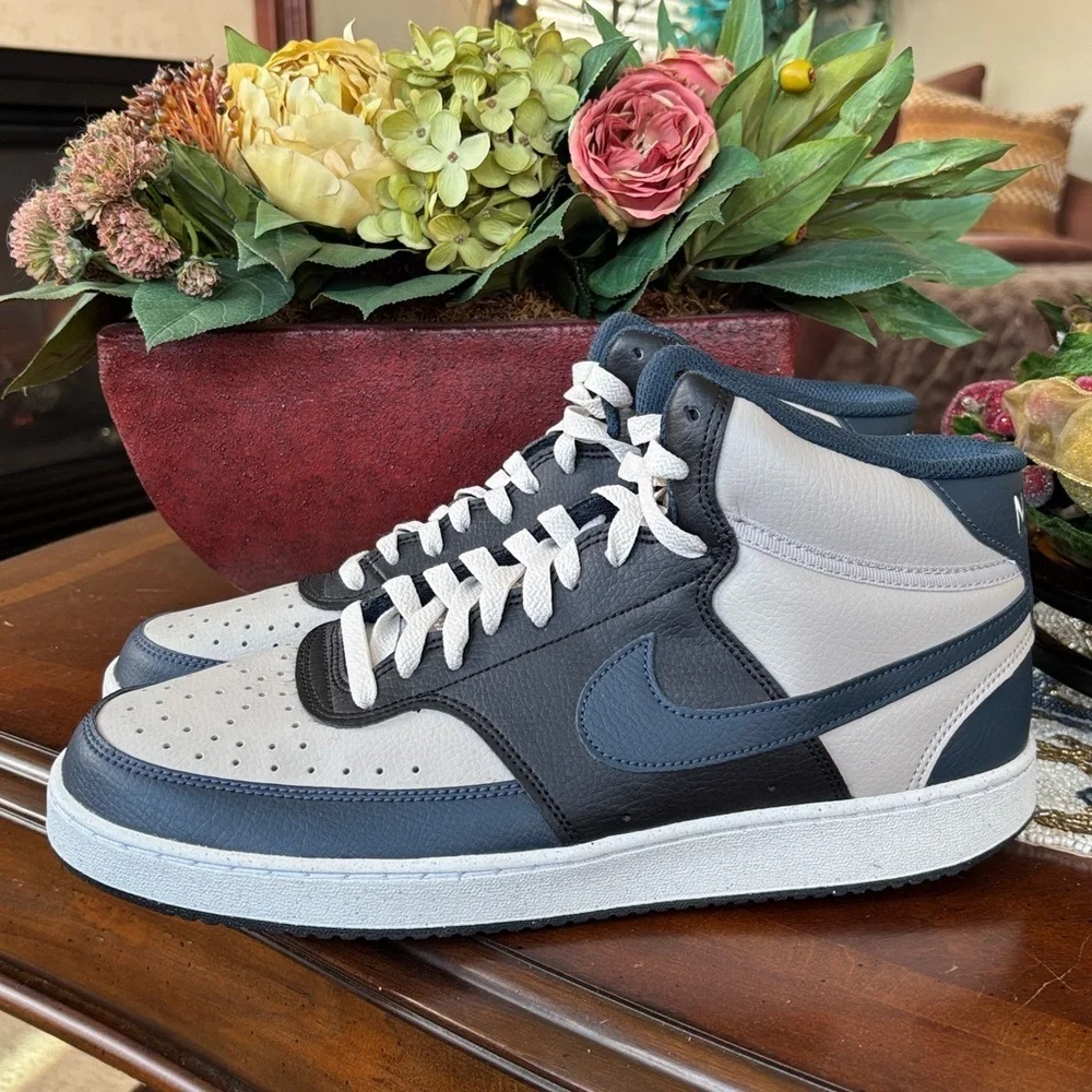 Brand New Nike Court Vision Mid Sneakers Retro 80s Basketball Lace Up Navy Black